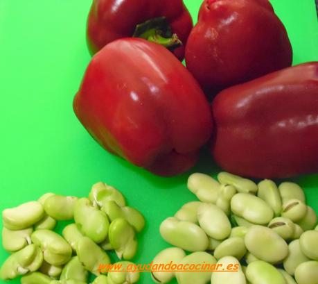 Pimientos Rojos Rellenos de Habas Frescas