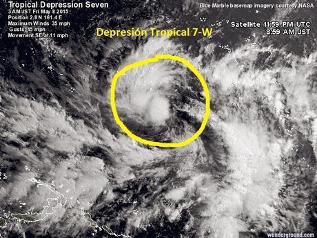 La depresión 7-W evolucionará a tormenta tropical en el Pacífico oeste