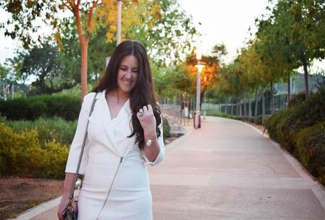 White dress, gold sandals!