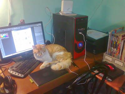 Mi área de trabajo.La mesa de luz la hizo mi papá, quise ...