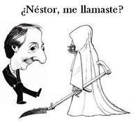 Fotomomtaje de Espectadores. Muerte de Quino; Kirchner de Mano Head. La muerte de Kirchner, un final ¿merecido?