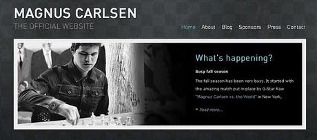Web oficial de Magnus Carlsen en marcha