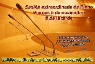 Sesión extraordinaria de Pleno el viernes 5 de noviembre