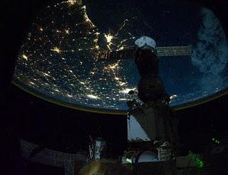 Fotografía de la costa norte del Golfo de México tomada por la tripulación de la estación espacial a una altitud de 350 kilómetros