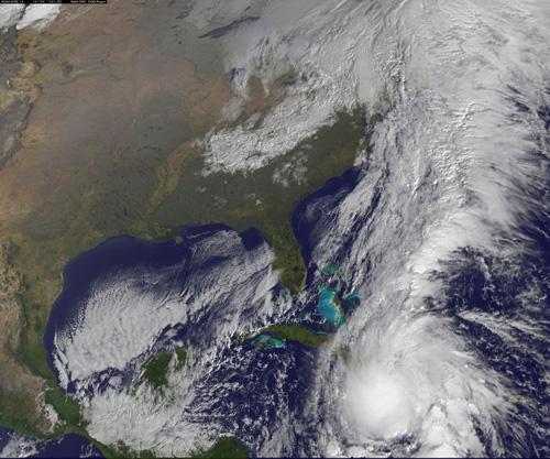 Imagen satélite del huracán Tomás sobre Haití