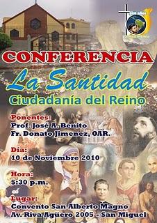 LA SANTIDAD, CIUDADANÍA DEL REINO. Miércoles 10, 5.30 p.m. en San Alberto Dominicos, Av. Riva Agüero (Frente a la PUCP)