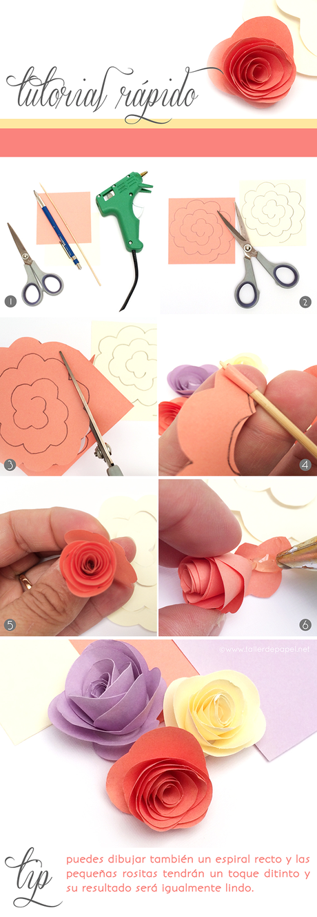 DIY Tutorial Rápido: Hoy como hacer mini rositas de papel! Sigue este simple paso a paso :)
