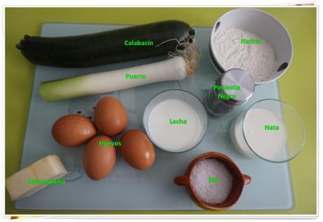 QUICHE DE VERDURAS ingredientes 1