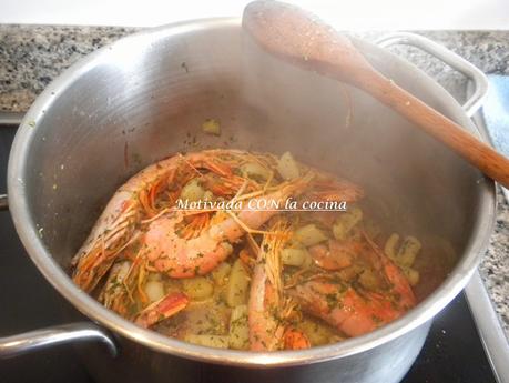 Arroz con patata y marisco