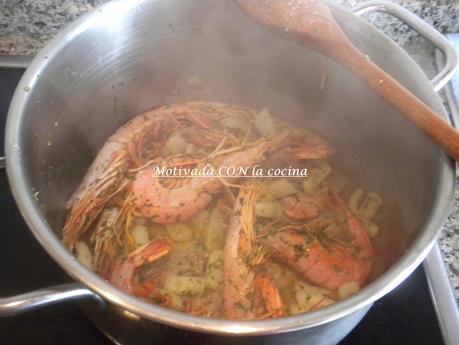 Arroz con patata y marisco