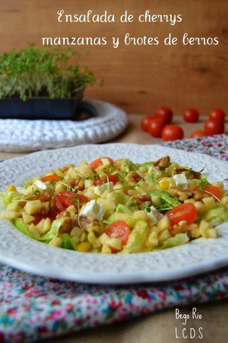 Ensalada de Cherrrys, manzana y brotes de berros