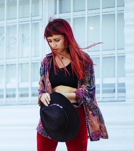 How I wear my Bell Bottoms – Flare Pants Velvet-BellBottom-Flare-amintaonline-hat-5