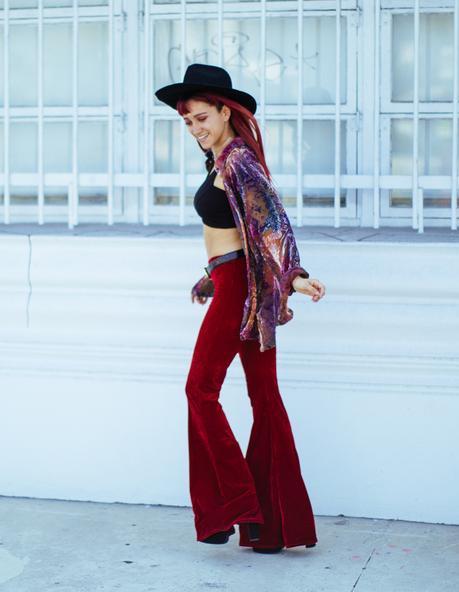 How I wear my Bell Bottoms – Flare Pants Velvet-BellBottom-Flare-amintaonline-hat-4