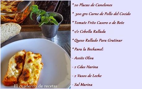 Canelones de Pollo del Cocido