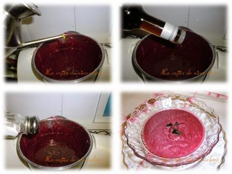 Sopa fría de remolacha al ajo negro