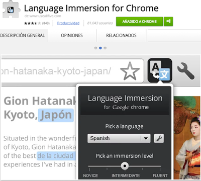 Language Immersion for Chrome. Aprende inglés mientras navegas