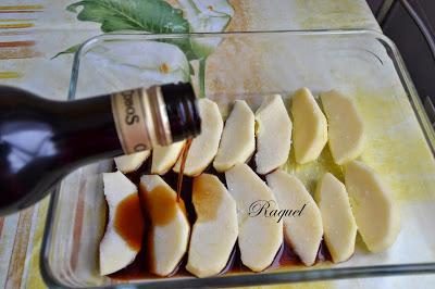 Salmón con Manzana al Horno regadas con Pedro Ximenez