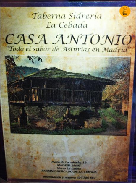 Carta Taberna Sidrería La Cebada Casa Antonio