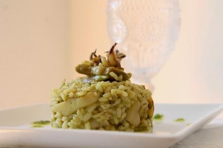 receta: risotto de alcachofas y sepia - recipe: artichoke and sepia risotto