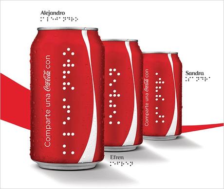 Coca Cola imprime nombres para personas invidentes