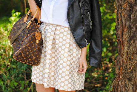 Polka dot skirt.