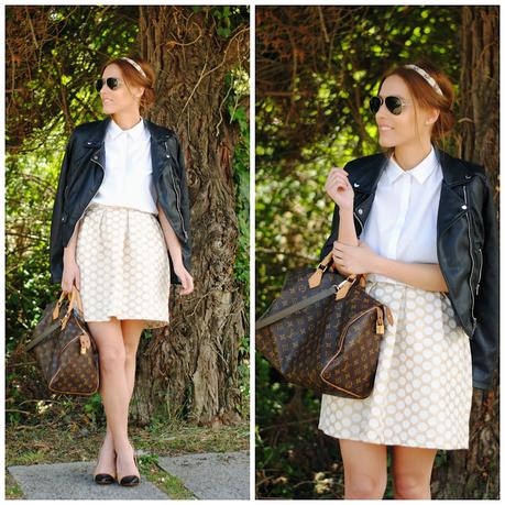 Polka dot skirt.