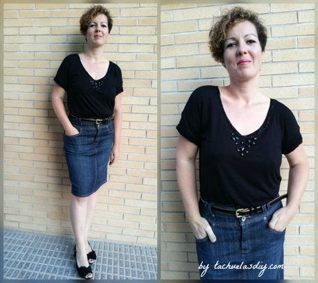 DIY Camiseta joya: Customiza con cadenas y abalorios en forma de collar (Parte 6)