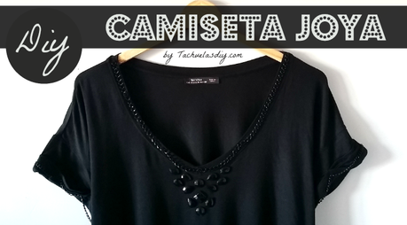 DIY Camiseta joya: Customiza con cadenas y abalorios en forma de collar (Parte 6)