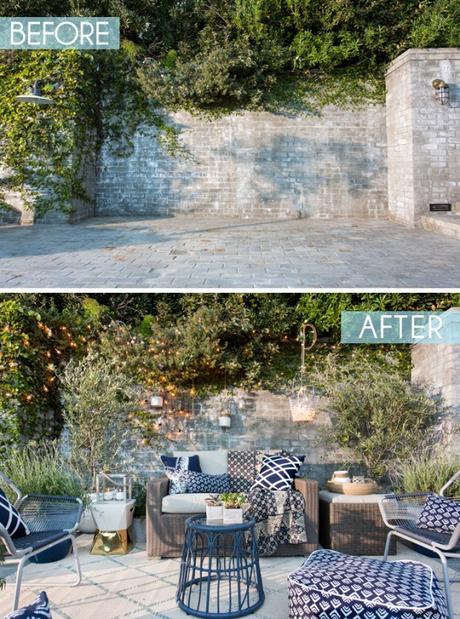 Una terraza a punto. Decora tu exterior con un toque de azul Emily_Henderson_Patio_Before_After3