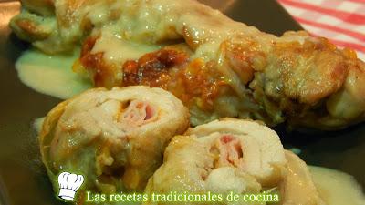 Muslos rellenos de jamón y queso