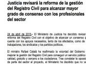 Registro Civil, Ministerio Justicia marcha atrás