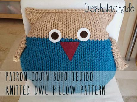 Patrón: almohadón búho de punto / Pattern: knitted owl pillow