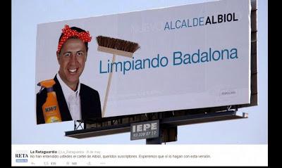 Políticos y campaña electoral. (1) El xenófobo Albiol no se corta en sus carteles.