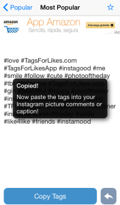 Copiados los hashtags - Tags For Likes