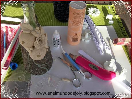 BOTELLA DECORADA CON PASTA NATURAL!!