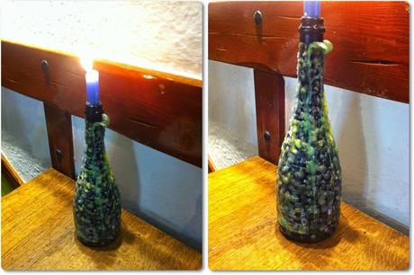 DIY decoración: Original porta velas o candelabro con botellas de cristal