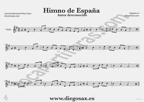 Tubepartitura Himno Nacional de España Partitura de Violín Himnos del Mundo