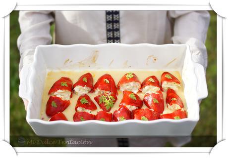 Pimientos del Piquillo rellenos de Bacalao y Langostinos