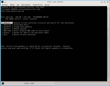 Como recuperar particiones dañadas con TestDisk Opciones de recuperación de particiones TestDisk