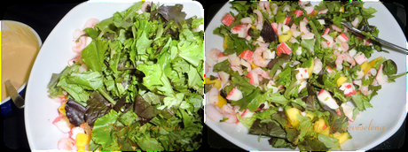 Cóctel de mango y marisco con mayonesa de naranja y lima