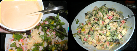 Cóctel de mango y marisco con mayonesa de naranja y lima