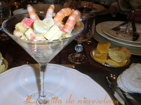 Cóctel de mango y marisco con mayonesa de naranja y lima