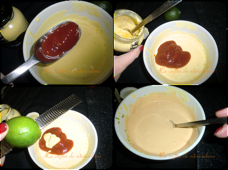 Cóctel de mango y marisco con mayonesa de naranja y lima