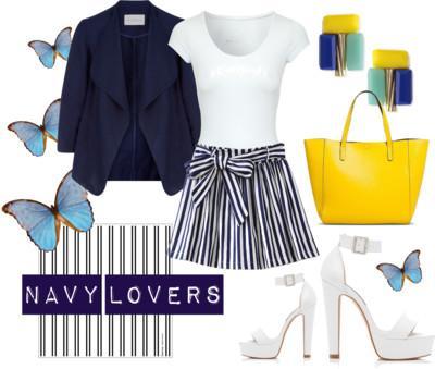 NAVY SKIRT CON COMPLEMENTOS AMARILLOS