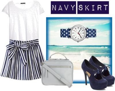 NAVY SKIRT CON BOLSO GRIS