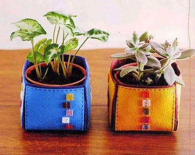 Porta macetas de fieltro con moldes