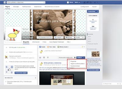 Opciones para publicar en Facebook