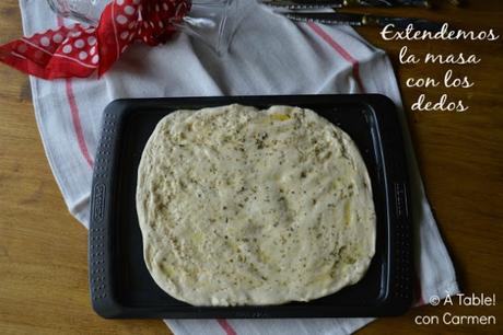 Focaccia con Allioli de Calabacín y Boquerones Vinagreta