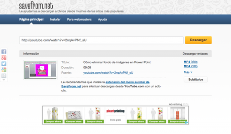 descargar video youtube desde Savefrom,net