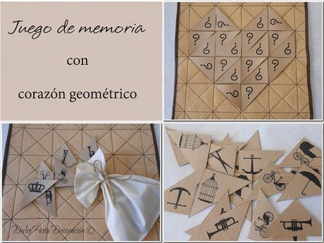 Juego de memoria Diy con corazón geométrico